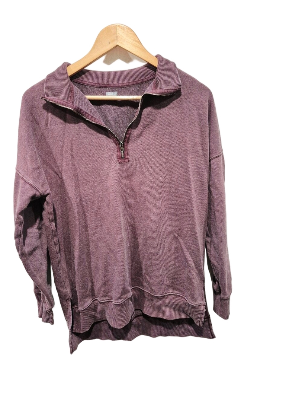 Aerie Quarter Zip Oversized Sweatshirt Mauve Purple French Terry Size M